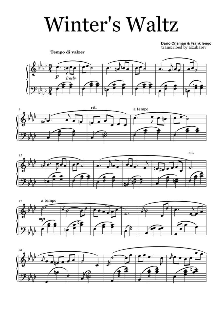 Winter's Waltz Winter's Waltz Piano Solo scores gallery preview page 1