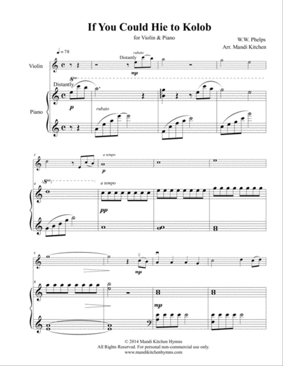If You Could Hie to Kolob (Violin & Piano) If You Could Hie to Kolob (Violin & Piano) Violin scores gallery preview page 2