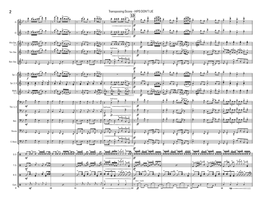 Hips Don't Lie Marching Band scores gallery preview page 2