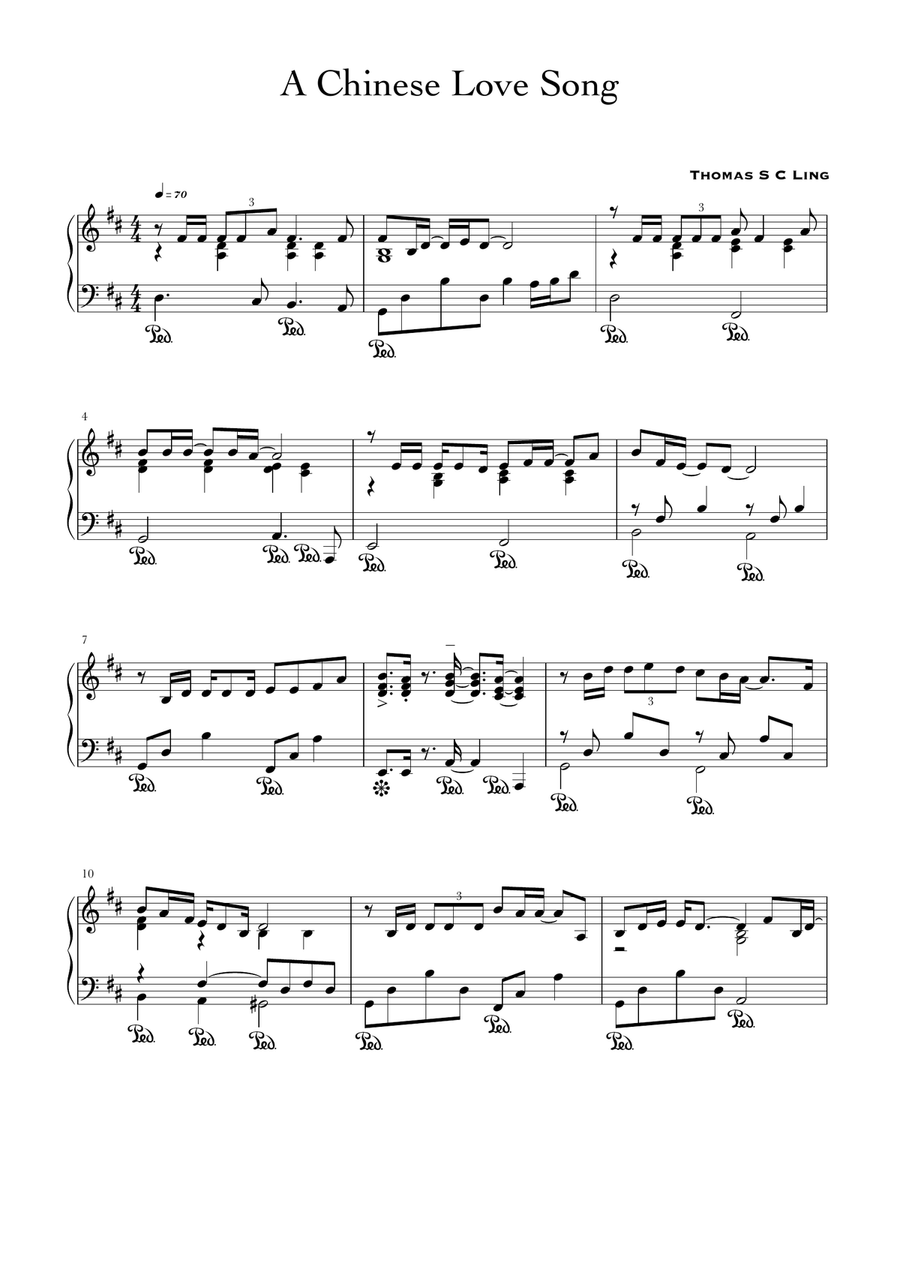 A Chinese Love Song A Chinese Love Song Piano Solo scores gallery preview page 1