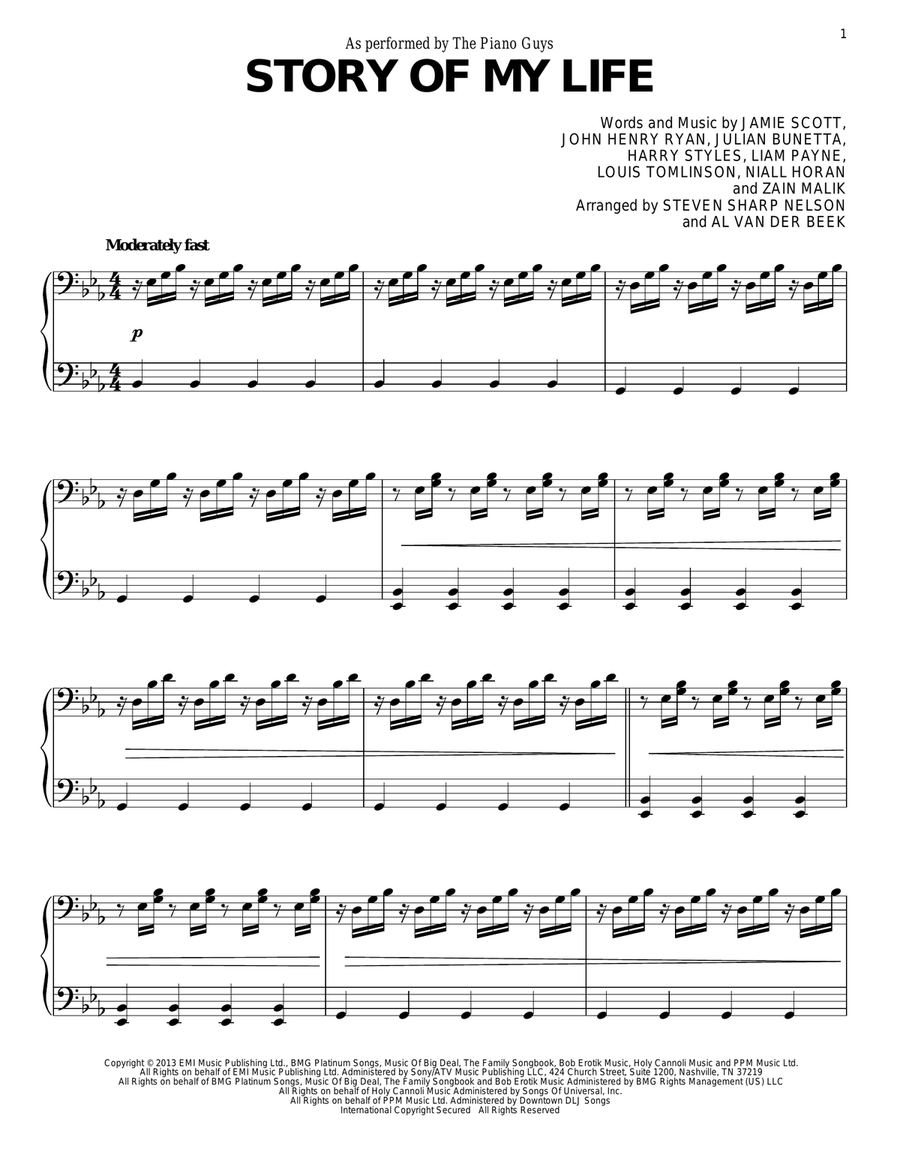 Story Of My Life Piano Solo scores gallery preview page 1