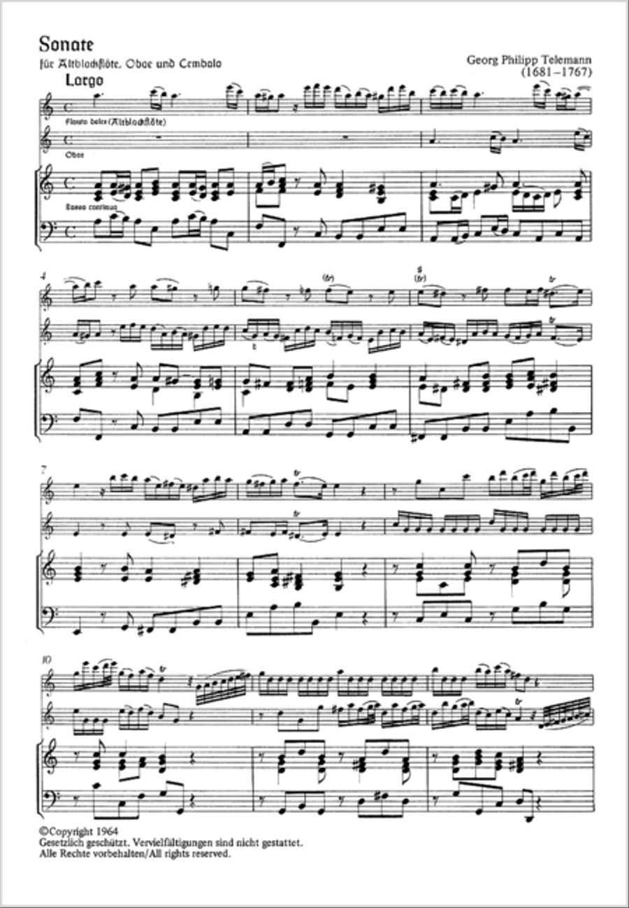 Sonata in A minor (Sonate in a) Oboe scores gallery preview page 2