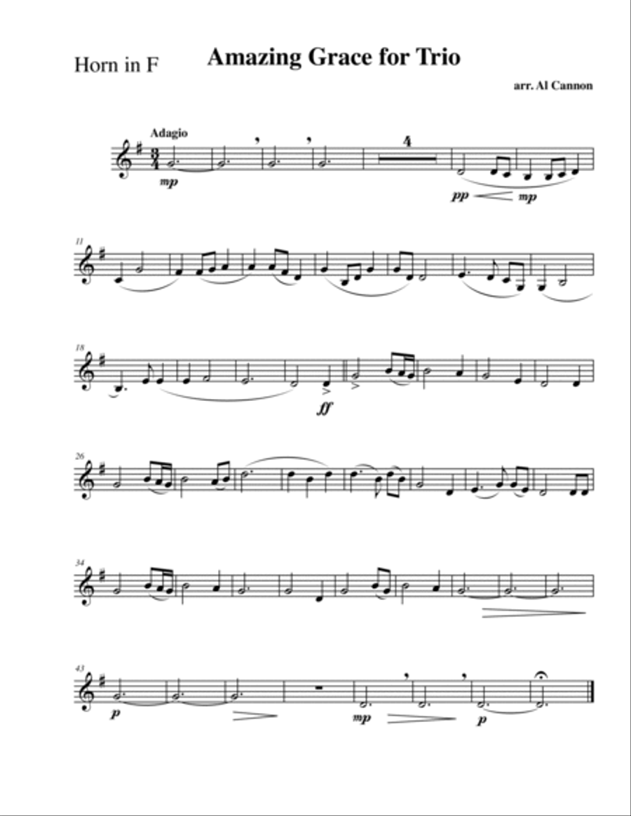 Amazing Grace for Brass Trio Brass Trio scores gallery preview page 3