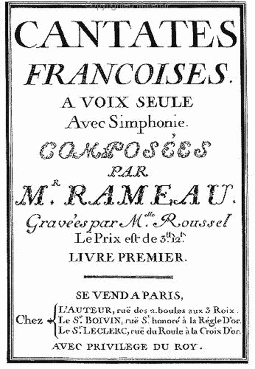 French cantatas for solo voice with symphonie - 1729