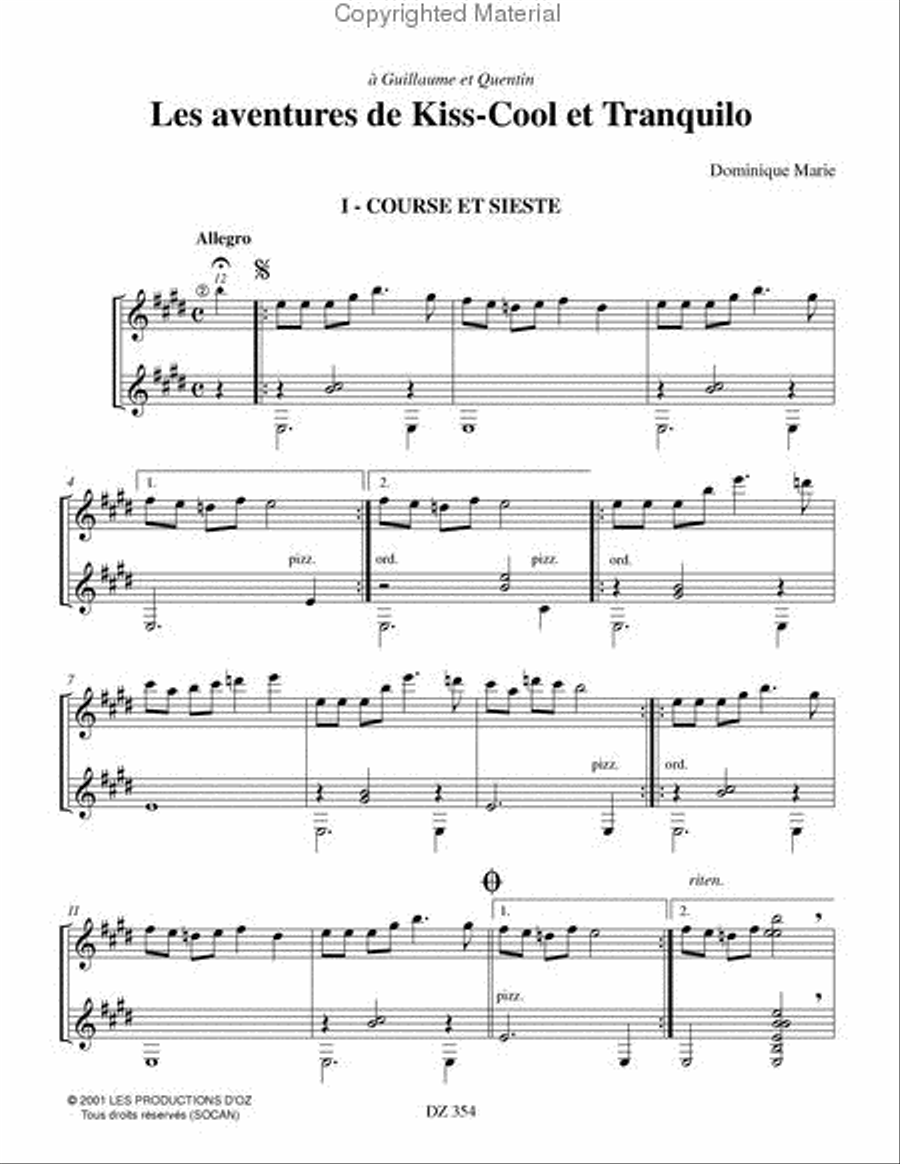 Les aventures de Kiss-Cool et Tranquilo Classical Guitar scores gallery preview page 2