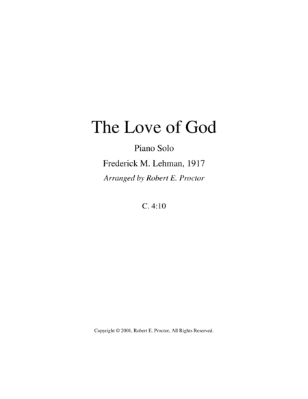 The Love of God - Piano Solo image number null