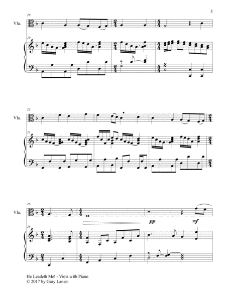 HE LEADETH ME (Duet – Viola & Piano with Score/Part) image number null