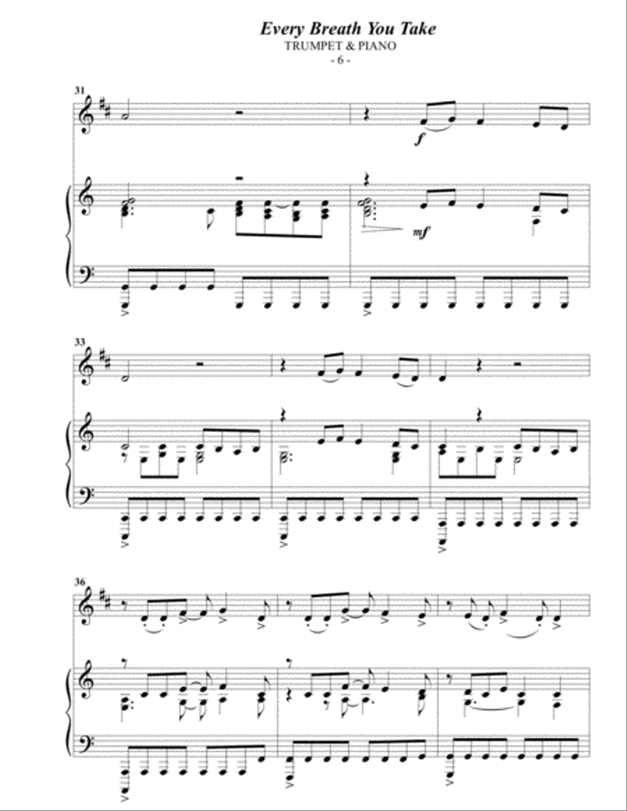 Every Breath You Take B-Flat Trumpet scores gallery preview page 6