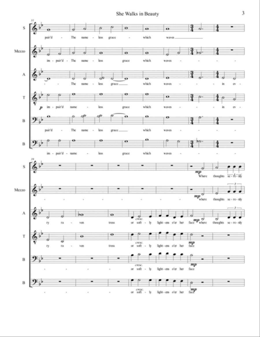 She Walks in Beauty She Walks in Beauty A Cappella scores gallery preview page 3