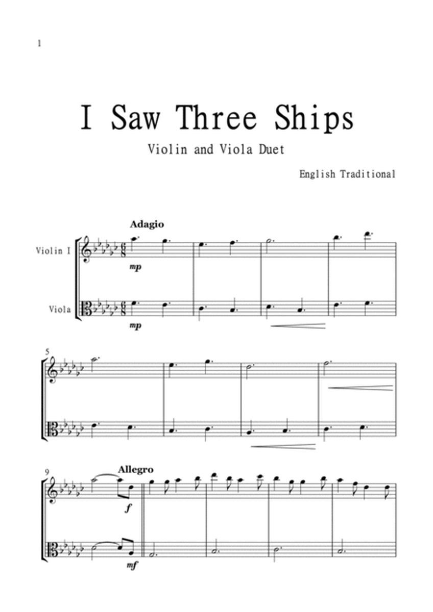 I Saw Three Ships for Violin and Viola Duet in Gb Major. Early Intermediate. image number null