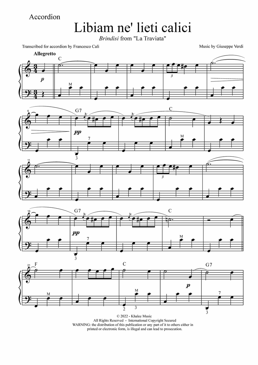 Libiam ne' lieti calici Accordion scores gallery preview page 2