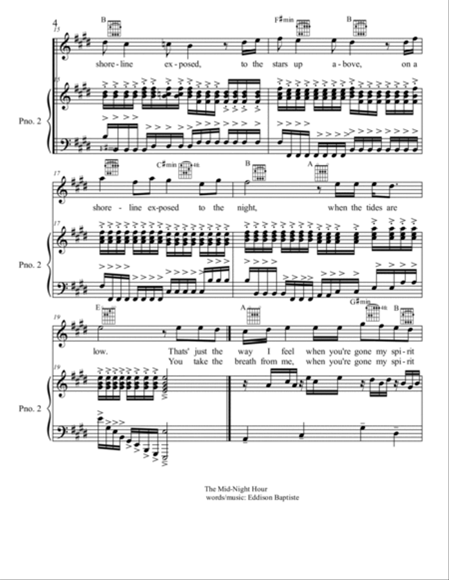 The Mid-Night Hour Piano, Vocal, Guitar scores gallery preview page 4