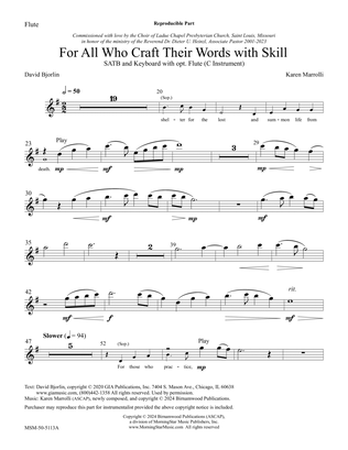 Book cover for For All Who Craft Their Words with Skill (Downloadable Flute/C Instrument Part)