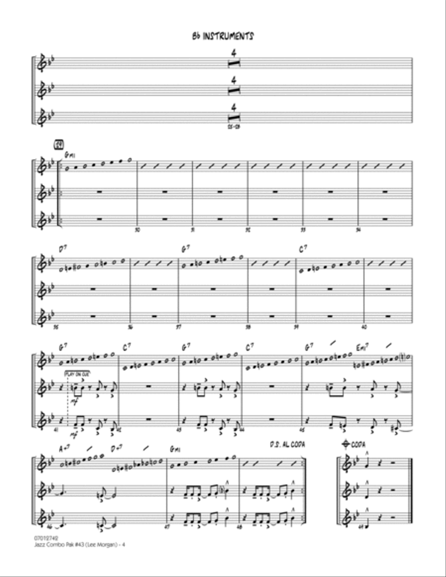 Jazz Combo Pak #43 (Lee Morgan) - Bb Instruments Jazz Ensemble scores gallery preview page 4