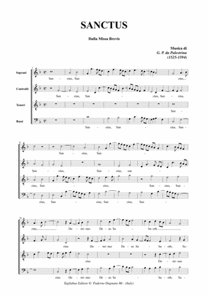SANCTUS et BENEDICTUS (From Missa brevis by Palestrina - For SATB Choir
