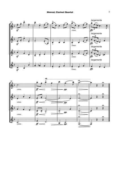 Nimrod, from the Enigma Variations by Elgar, for Clarinet Quartet