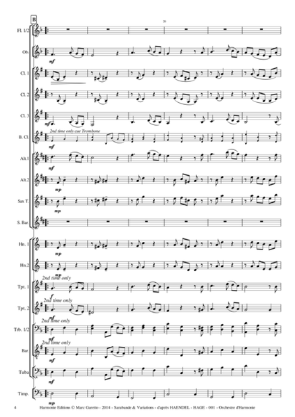Sarabande & Variations - G.F. Haendel - arranged for Wind Concert Band by Marc Garetto image number null