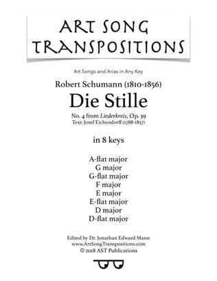 Book cover for SCHUMANN: Die Stille, Op. 39 no. 4 (in 8 keys: A-flat, G, G-flat, F, E, E-flat, D, D-flat major)