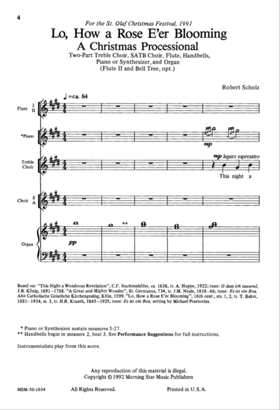 Lo, How a Rose E'er Blooming (Downloadable Choral Score)