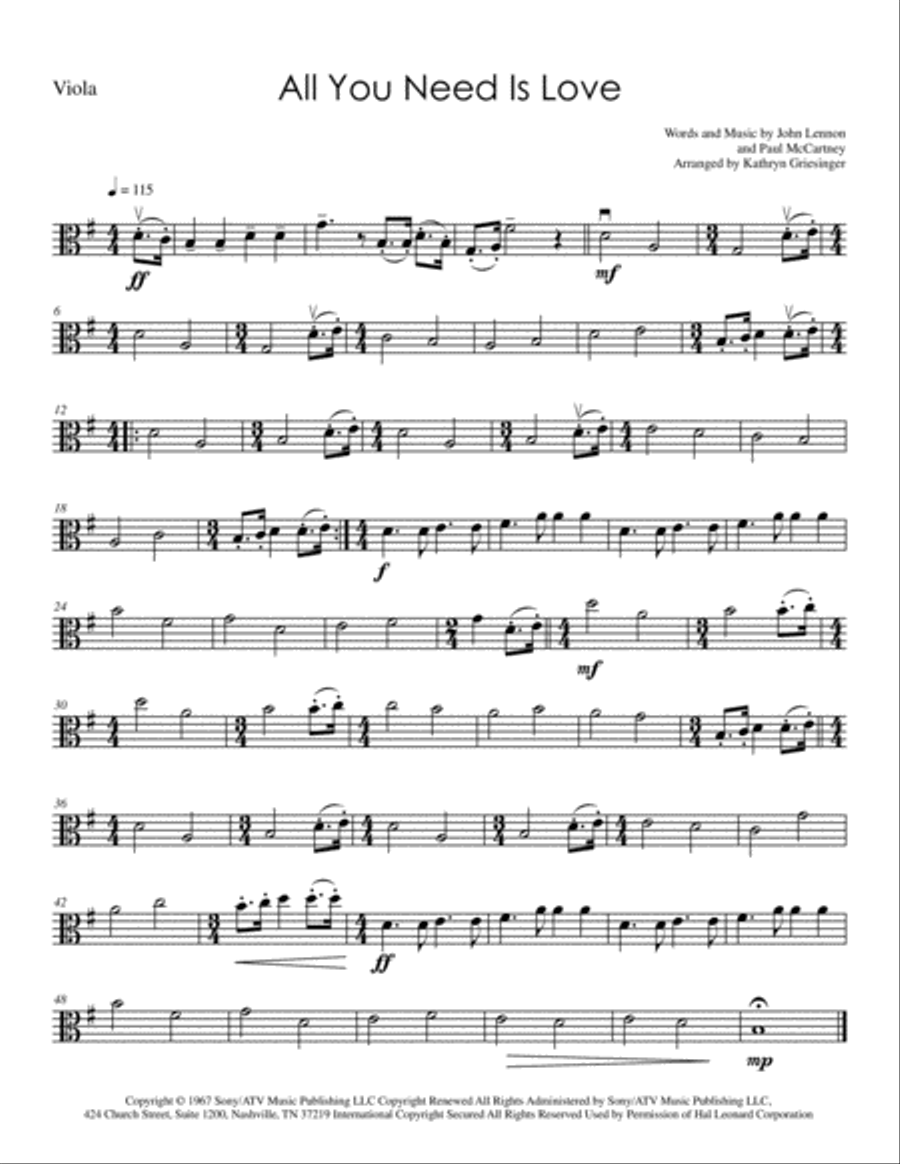 All You Need Is Love String Quartet scores gallery preview page 4