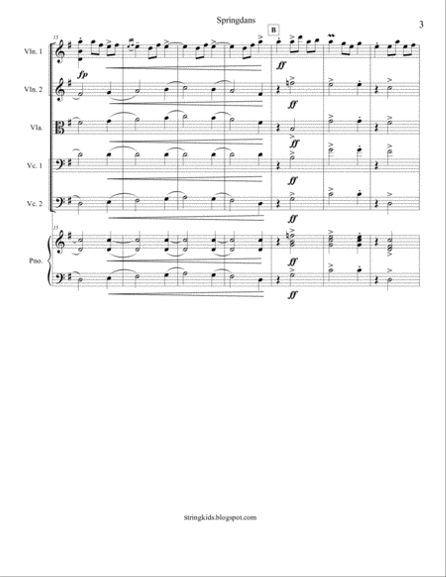 Edvard Grieg Lyric Pieces for String Orchestra: Springdans, op. 38 no. 4 String Orchestra scores gallery preview page 3