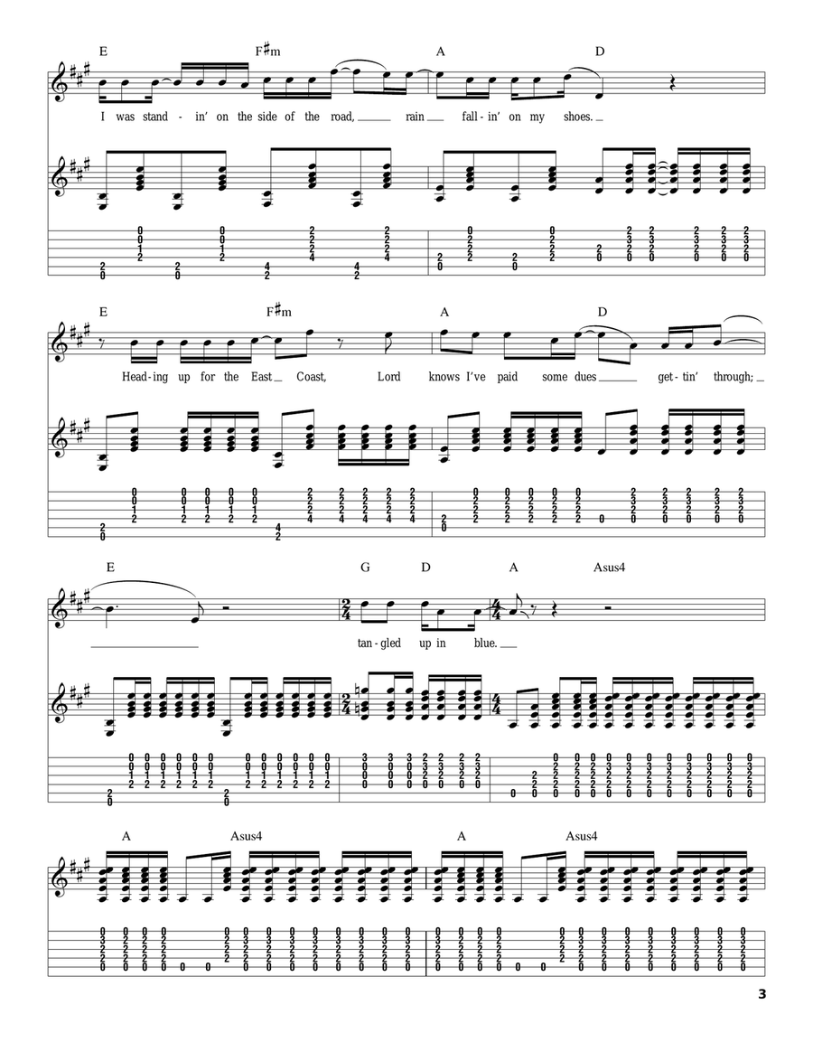 Tangled Up In Blue Acoustic Guitar scores gallery preview page 3