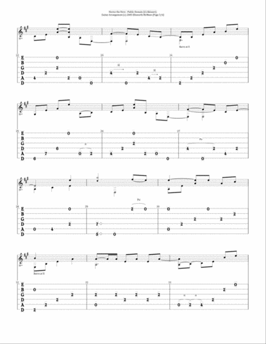 Hector the Hero (For Fingerstyle Guitar Tuned Drop D) Acoustic Guitar scores gallery preview page 3
