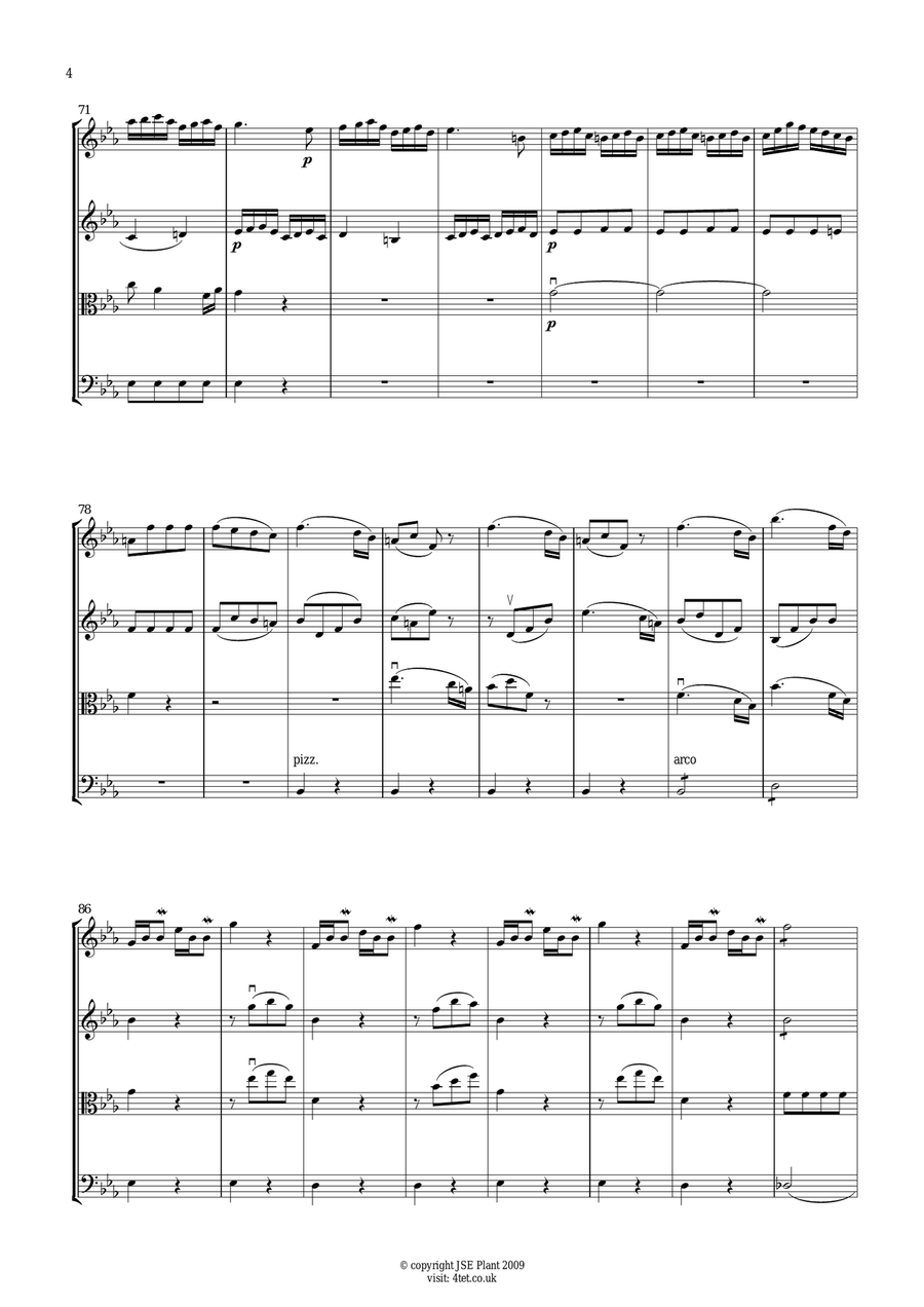 Haydn: Trumpet Concert in Eb Major (Mov 3) for String Quartet - Score and Parts String Quartet scores gallery preview page 4