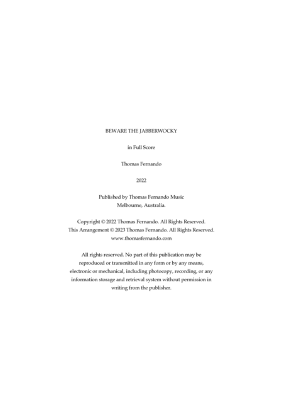 Beware the Jabberwocky - Score Only Full Orchestra scores gallery preview page 2