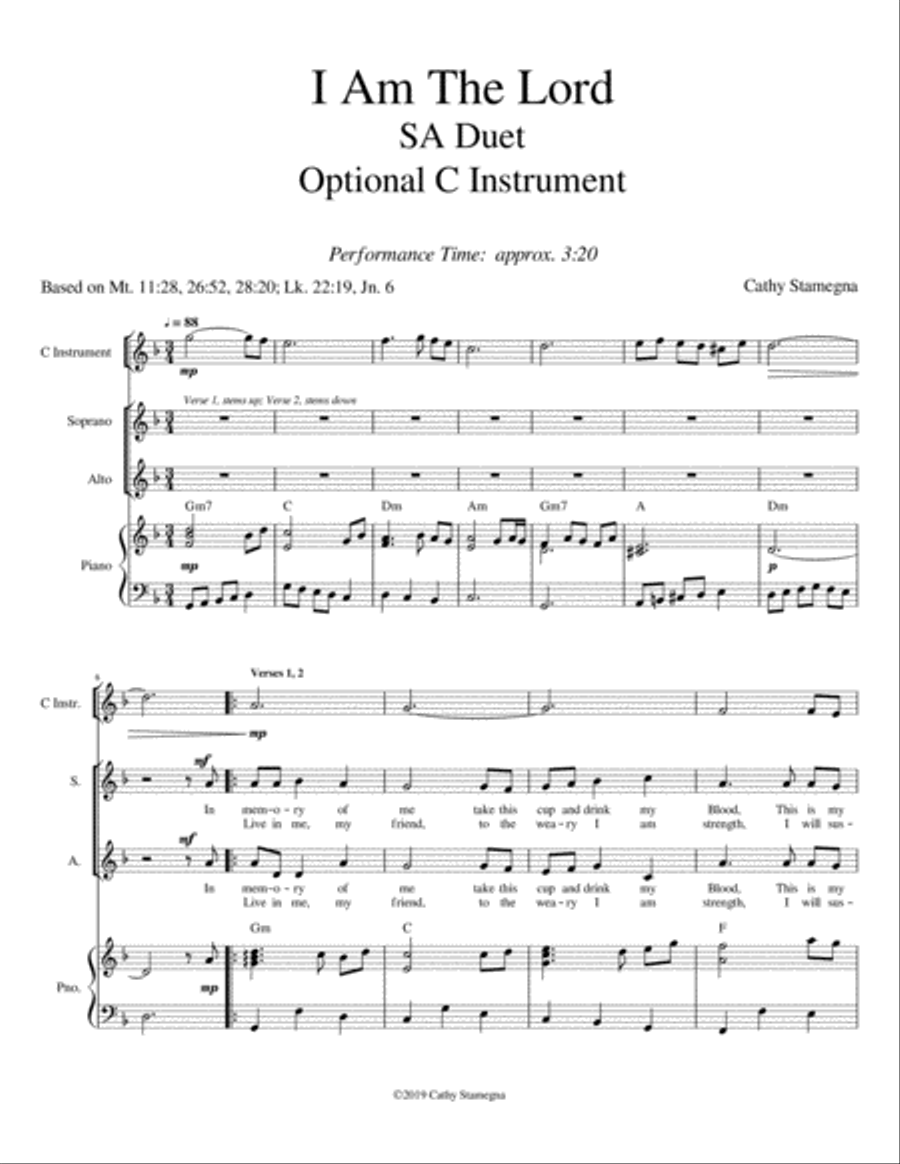 I Am the Lord (SA Duet, Chords, Optional C Instrument, Accompanied) SA scores gallery preview page 3