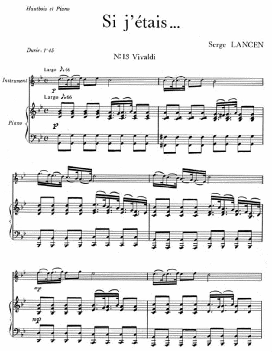 Lancen Si J'etais No 13 Vivaldi 14 Gluck 15 Mendelssohn Lm067 Piano Bk Piano Solo scores gallery preview page 2