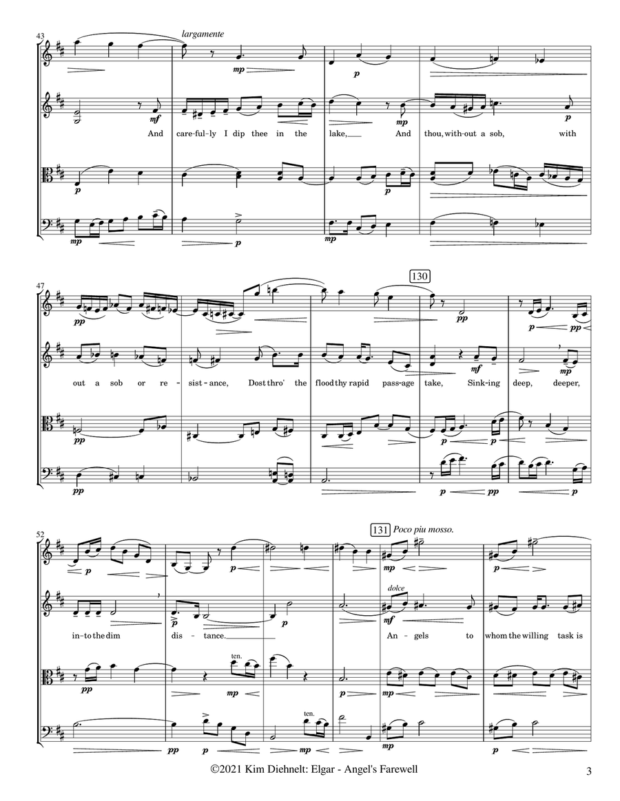 Elgar: Angel’s Farewell (Arr. Diehnelt, for String Quartet) String Quartet scores gallery preview page 4