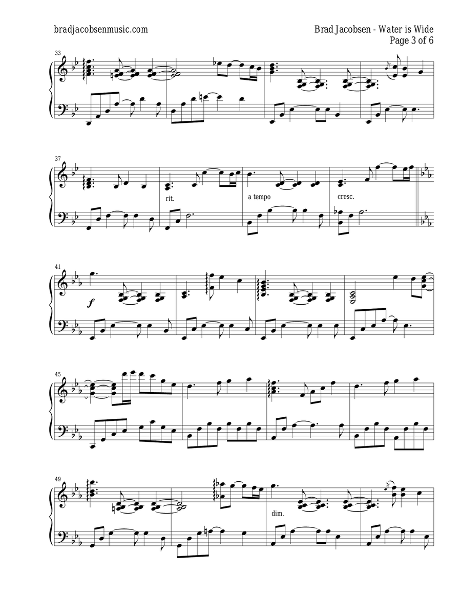The Water is Wide/Shenandoah Piano Solo scores gallery preview page 3