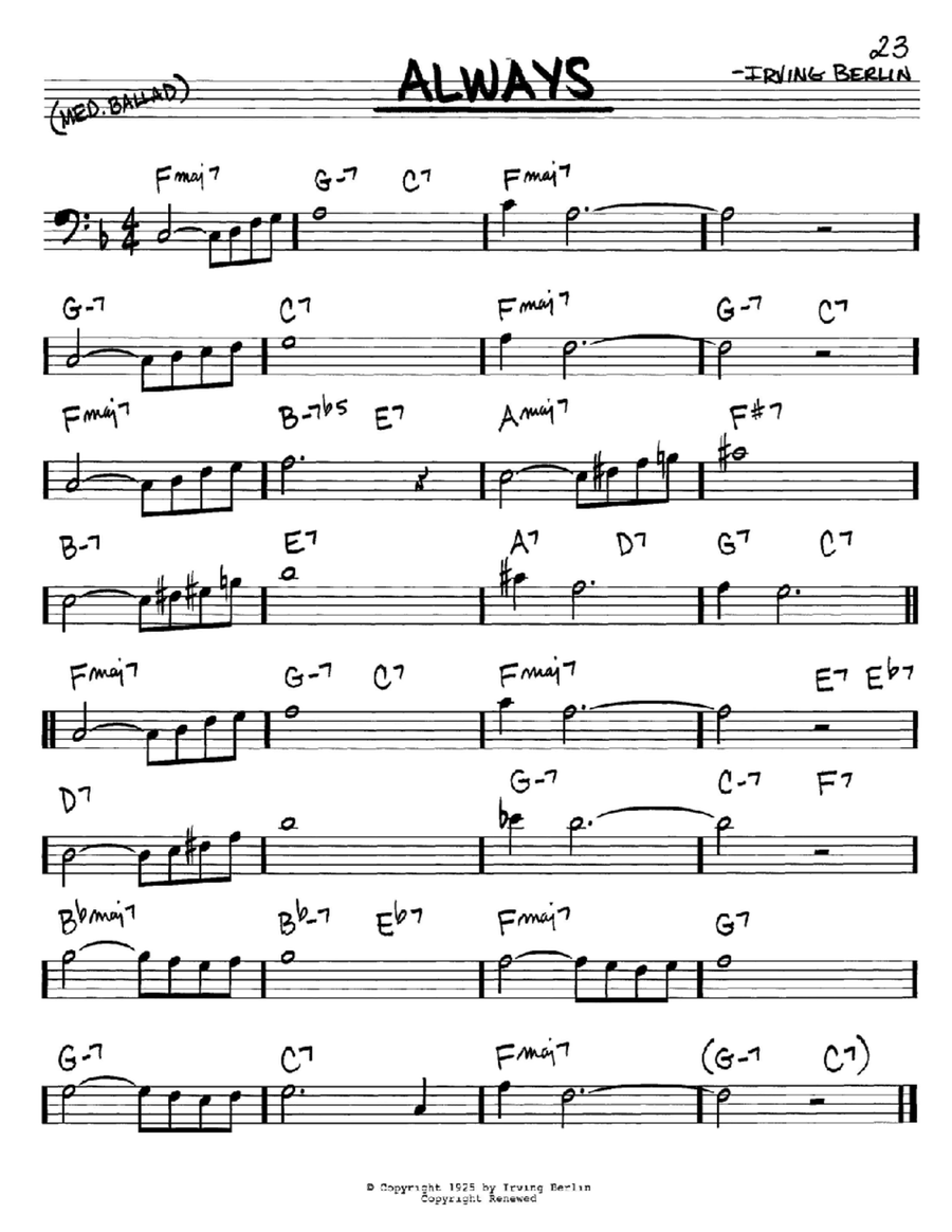 Always Always Bass Clef Instrument scores gallery preview page 1