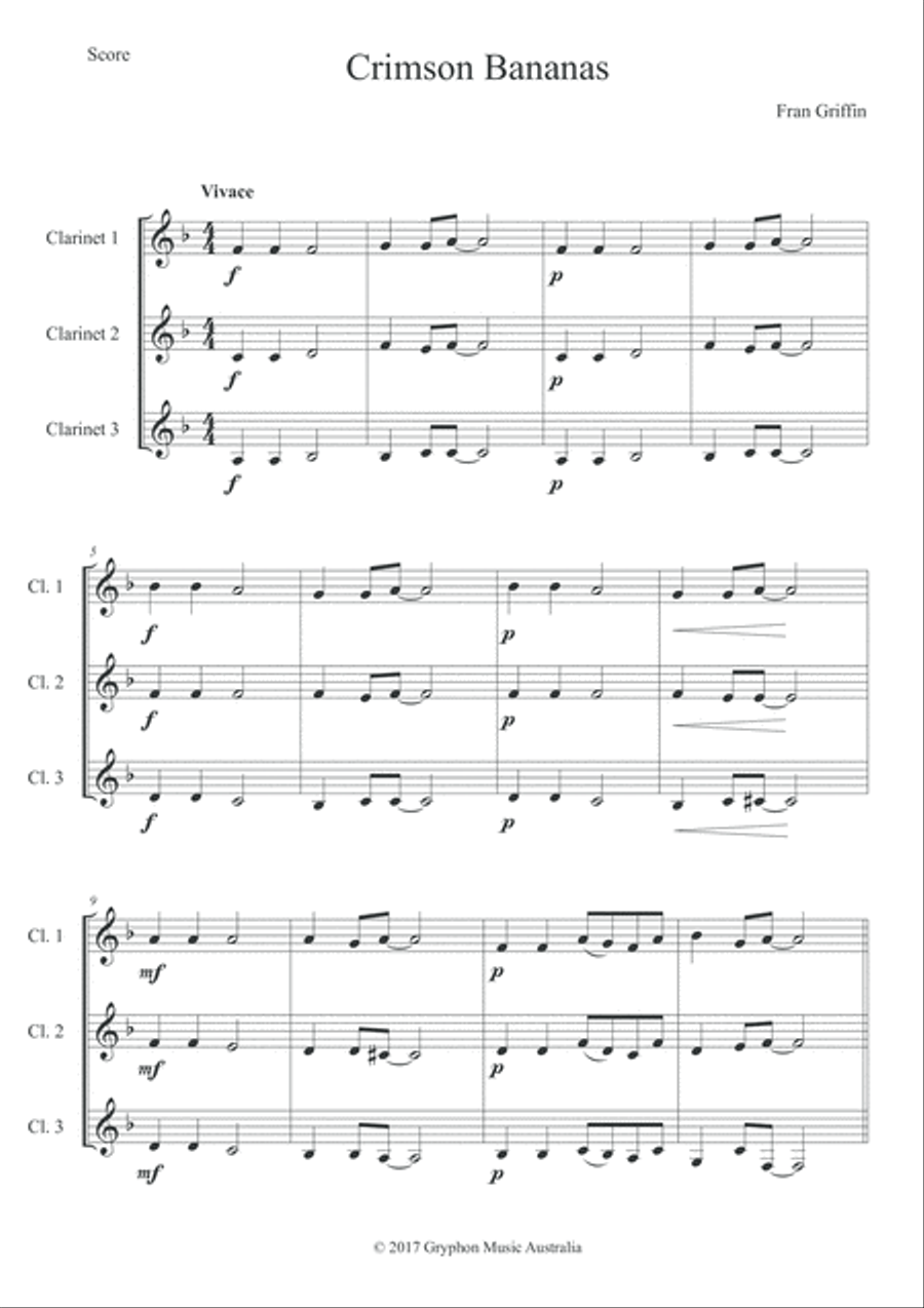 Crimson Bananas for Clarinet Trio Crimson Bananas for Clarinet Trio Clarinet Trio scores gallery preview page 2