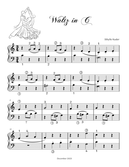 Waltz in C for Early Level Solo Piano with optional duet part image number null