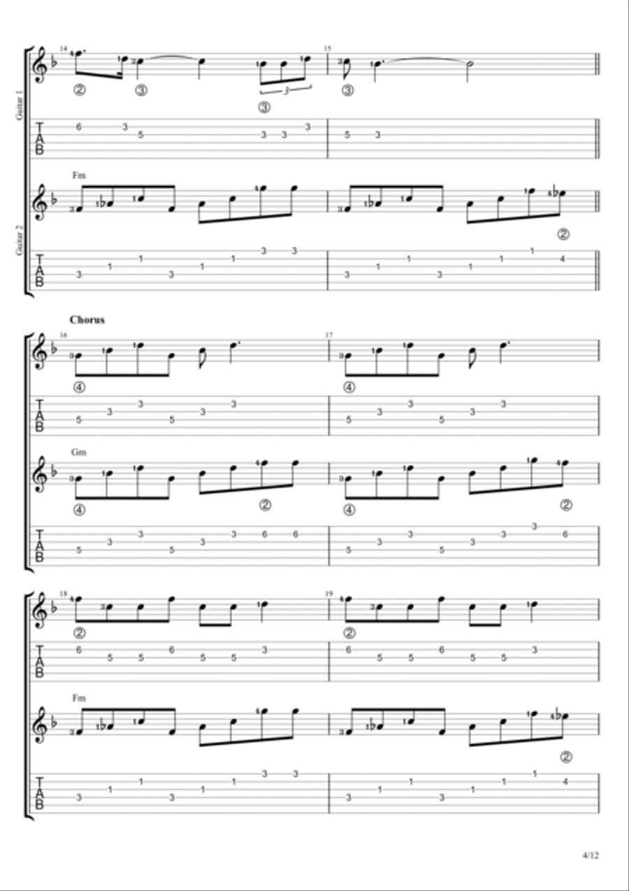 Tomboy Tomboy Guitar Tablature scores gallery preview page 4