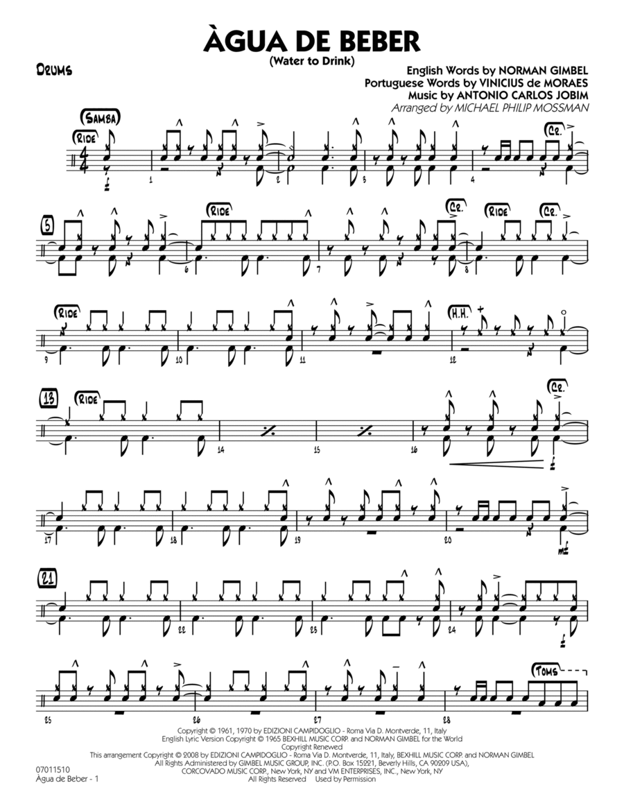Agua de Beber (Water to Drink) - Drums Drums scores gallery preview page 1