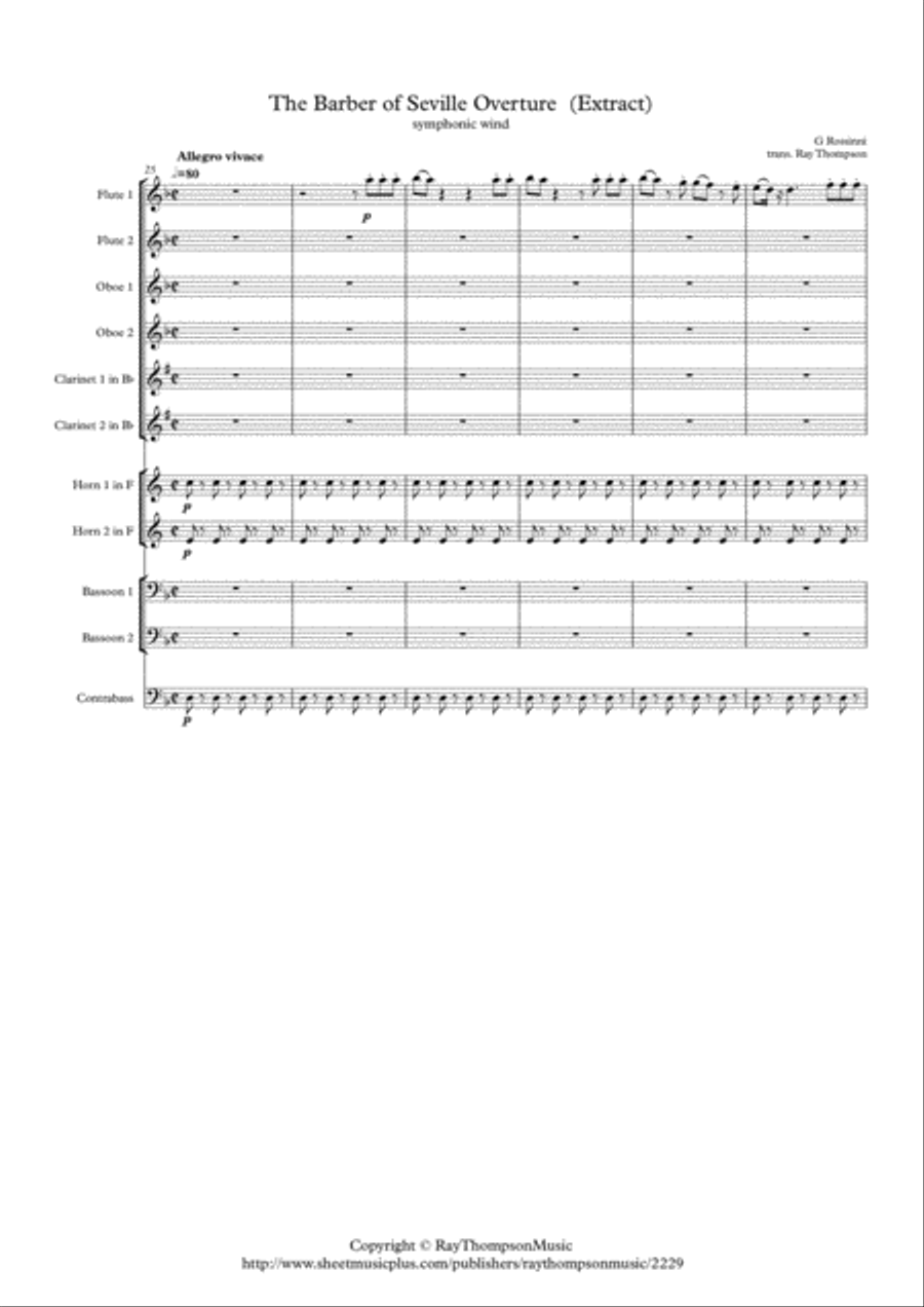 Book cover for Rossini: The Barber of Seville Overture (extract) - symphonic wind dectet and bass