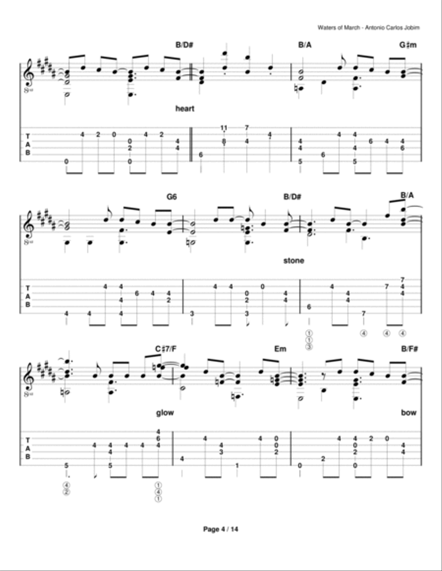 Águas De Março (waters Of March) Electric Guitar scores gallery preview page 4