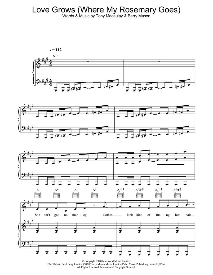 Love Grows (Where My Rosemary Goes) Piano, Vocal, Guitar scores gallery preview page 1