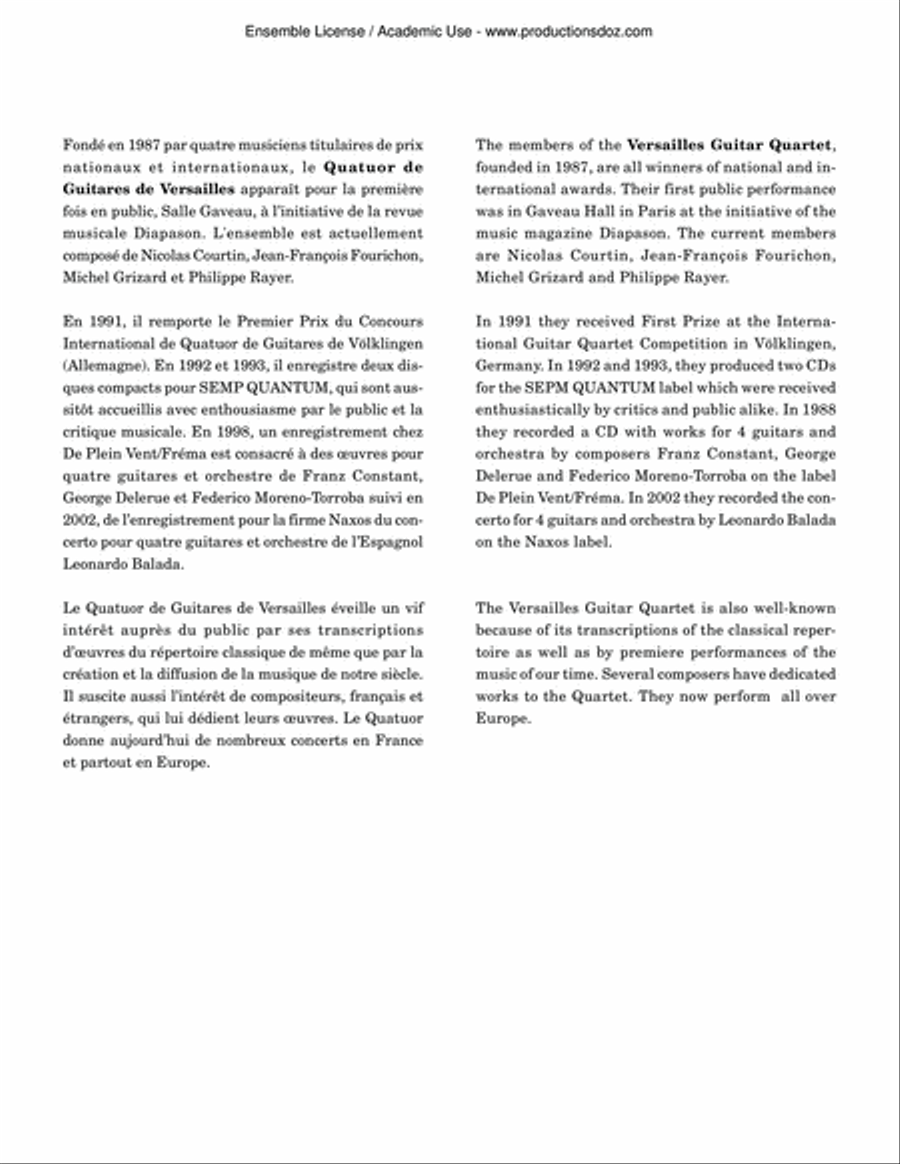 Danses pour 4 luths Danses pour 4 luths Guitar Ensemble scores gallery preview page 2