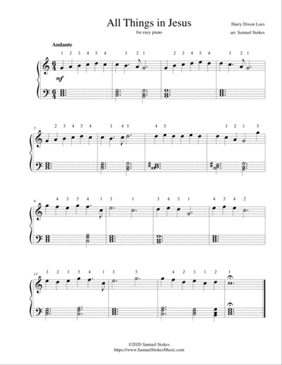 All Things in Jesus - for easy piano Easy Piano scores gallery preview page 1