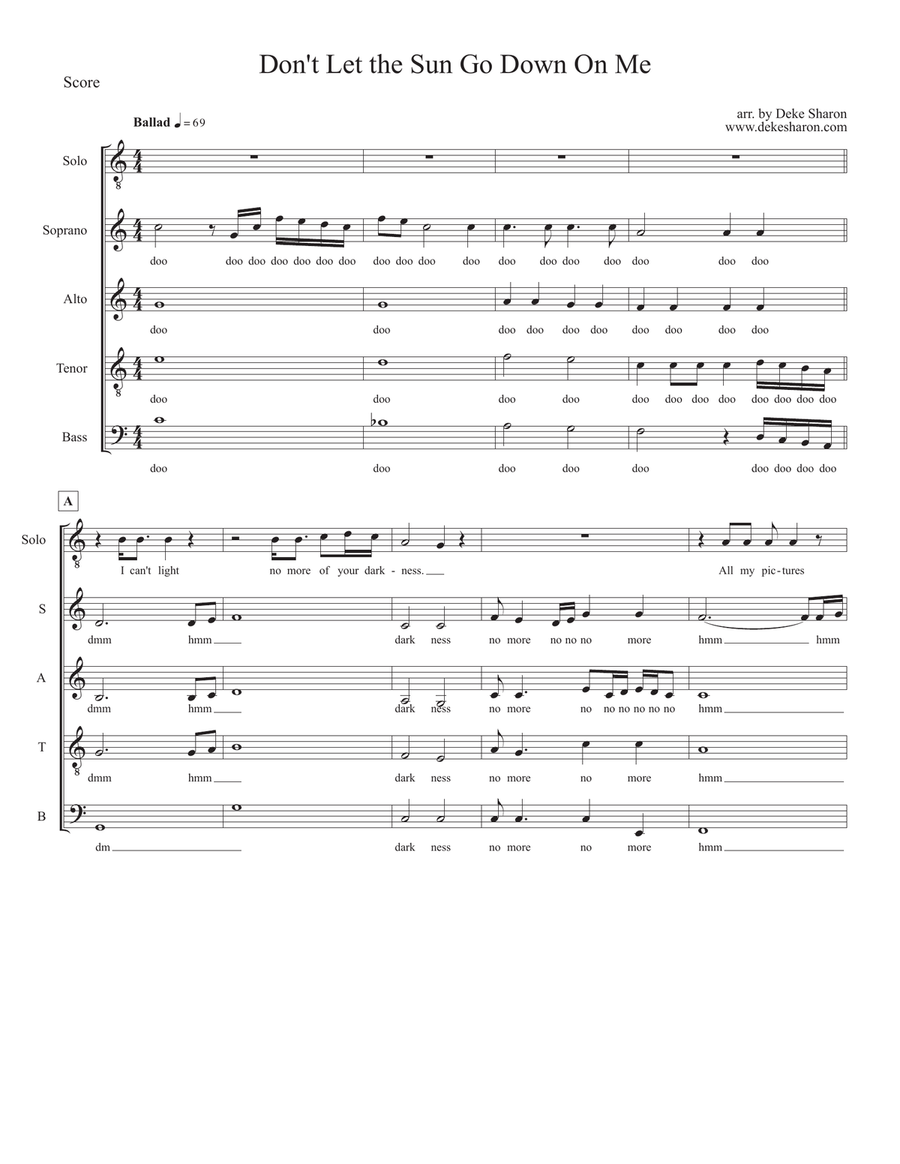 Don't Let The Sun Go Down On Me 4-Part scores gallery preview page 1