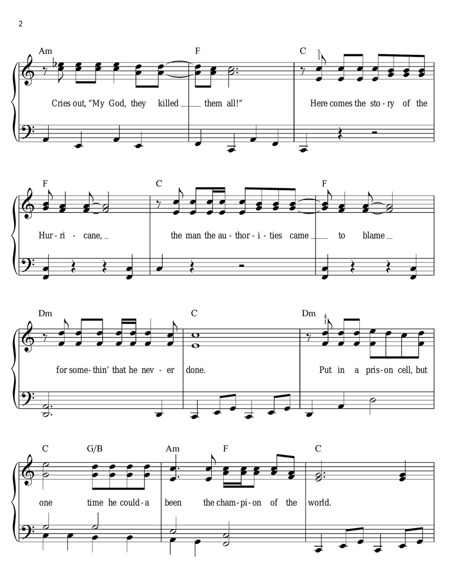 Hurricane Hurricane Easy Piano scores gallery preview page 2