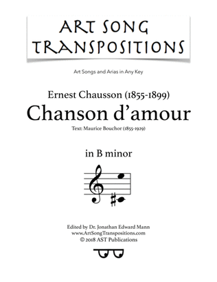 CHAUSSON: Chanson d'amour (transposed to B minor)