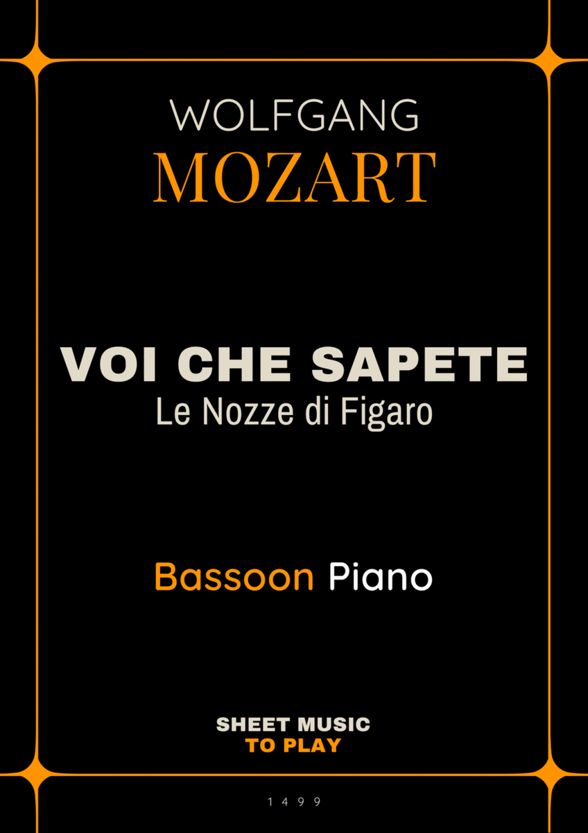 Voi Che Sapete from Le Nozze di Figaro - Bassoon and Piano (Full Score and Parts) image number null
