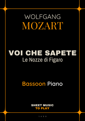 Voi Che Sapete from Le Nozze di Figaro - Bassoon and Piano (Full Score and Parts)
