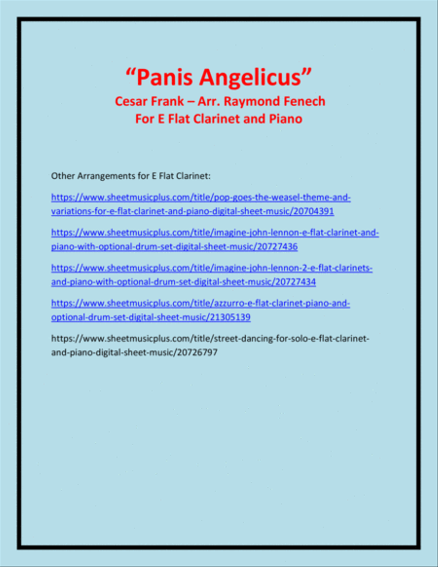 Panis Angelicus - E Flat Clarinet and Piano E-Flat Clarinet scores gallery preview page 3