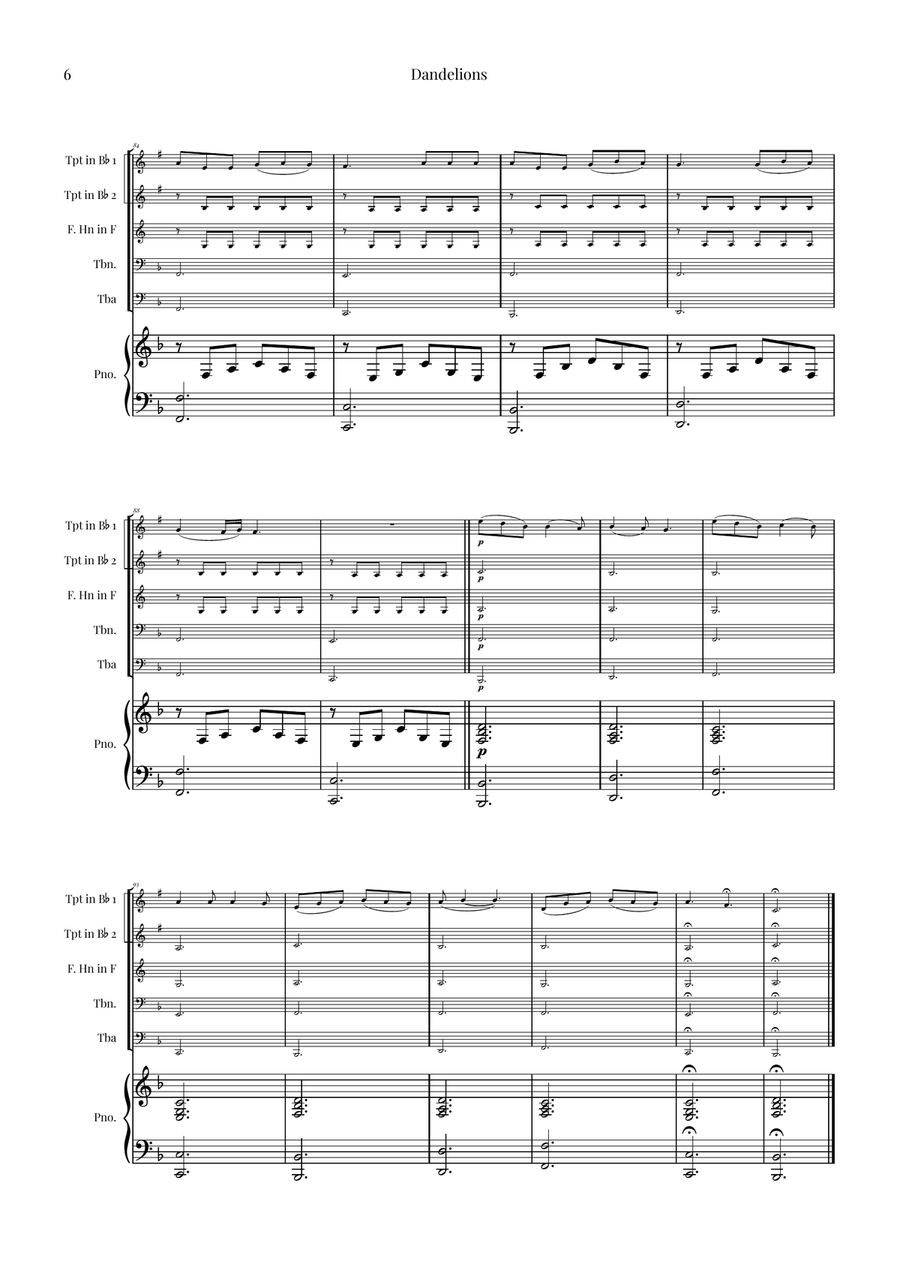 Dandelions Brass Quintet scores gallery preview page 6